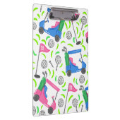 Preppy Roze Blauwe Golfkar / Chic Kust Golf Klembord (Rechts)