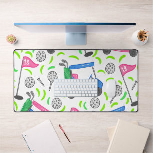 Preppy Roze & Blauwe Golfkar Patroon Golftees Bureaumat