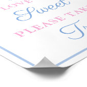 Preppy Roze Blauwe Zoete Favor Tafel Trouw Bruilof Poster (Hoek)