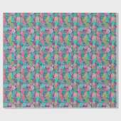 Preppy Roze Blauwgroen Navy Blauwe Ananas Cadeaupapier (Vlak)