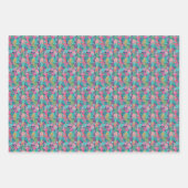 Preppy Roze Blauwgroen Navy Blauwe Ananas Inpakpapier Vel (Voorkant 3)