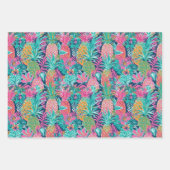 Preppy Roze Blauwgroen Navy Blauwe Ananas Inpakpapier Vel (Voorkant)