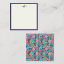 Preppy Roze Blauwgroen Navy Blauwe Ananas Monogram