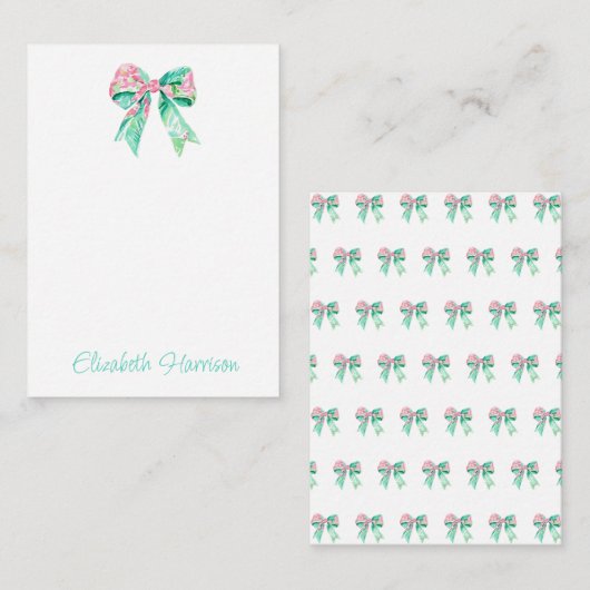 Preppy Roze Bloemboog gepersonaliseerd Informatiekaartje (Voorkant / Achterkant)
