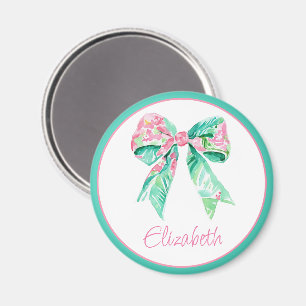 Preppy Roze Bloemboog gepersonaliseerd Magneet