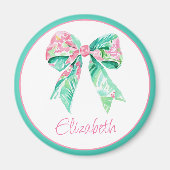 Preppy Roze Bloemboog gepersonaliseerd Magneet (Voorkant)