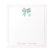 Preppy Roze Bloemboog gepersonaliseerd Notitieblok (Voorkant)