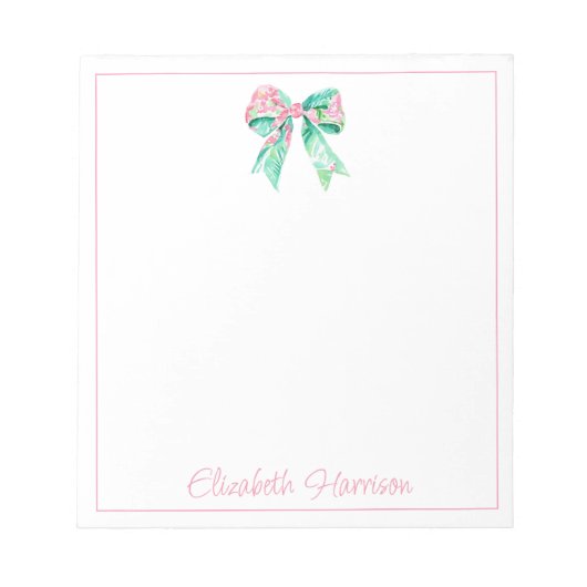Preppy Roze Bloemboog gepersonaliseerd Notitieblok (Voorkant)