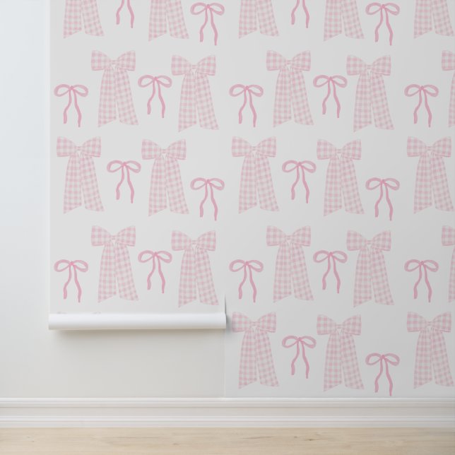 Preppy Roze Bogen Coquette Roze Kwekerij Behang (Applicatie)