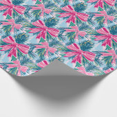 Preppy Roze Bogen en Garland Kerstmis Cadeaupapier (Hoek)