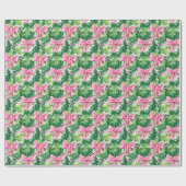 Preppy Roze Bogen en Garland Kerstmis Cadeaupapier (Vlak)