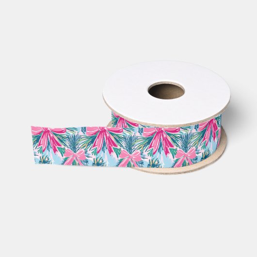 Preppy Roze Bogen en Garland Kerstmis Grosgrain Lint (Spoel)