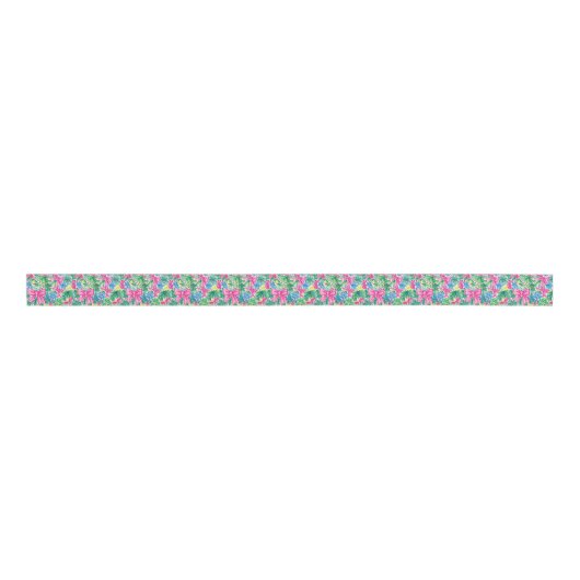 Preppy Roze Bogen en Garland Kerstmis Grosgrain Lint (Voorkant)