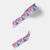 Preppy Roze Bogen en Garland Kerstmis Grosgrain Lint (Achterkant)