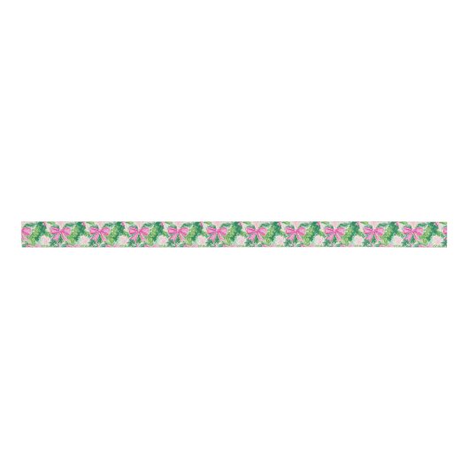 Preppy Roze Bogen en Garland Kerstmis Grosgrain Lint (Voorkant)