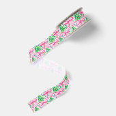 Preppy Roze Bogen en Garland Kerstmis Grosgrain Lint (Achterkant)