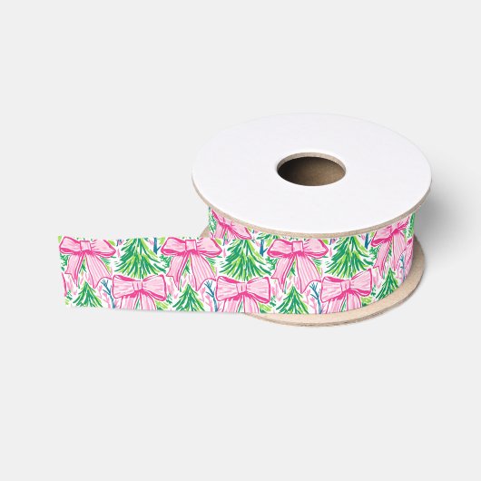 Preppy Roze Bogen en Garland Kerstmis Grosgrain Lint (Spoel)