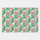 Preppy Roze Bogen en Garland Kerstmis Inpakpapier Vel (Voorkant 3)