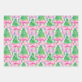 Preppy Roze Bogen en Garland Kerstmis Inpakpapier Vel (Voorkant 2)
