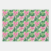 Preppy Roze Bogen en Garland Kerstmis Inpakpapier Vel (Voorkant)