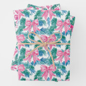 Preppy Roze Bogen en Garland Kerstmis Inpakpapier Vel (In situ)