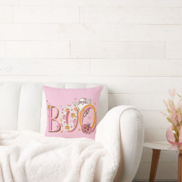 Preppy Roze Boo Pompoen Halloween Kussen