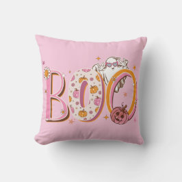 Preppy Roze Boo Pompoen Halloween Kussen