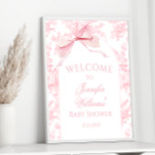 Preppy Roze Bow Bloemen Baby Meisje Douche Welkom Poster