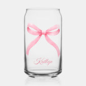 Preppy Roze Bow Coquette Bachelorette Party Favor Blikvorm Glas (Voorkant)