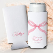 Preppy Roze Bow Coquette Bachelorette Party Favor Seltzer Blikjeskoeler
