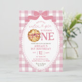 Preppy Roze Bow Coquette Eerste Verjaardag Kaart (Staand voorkant)