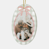 Preppy  Roze Bow Familie Foto Kerst Keramisch Ornament (Links)