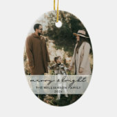 Preppy  Roze Bow Familie Foto Kerst Keramisch Ornament (Achterkant)