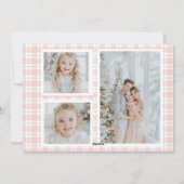 Preppy Roze Bow Krans Geplaagd Kerstmis Feestdagenkaart (Achterkant)