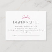 Preppy Roze Bow Luier Raffle Kaart Visitekaartje (Voorkant)