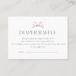 Preppy Roze Bow Luier Raffle Kaart Visitekaartje