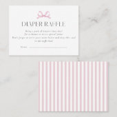 Preppy Roze Bow Luier Raffle Kaart Visitekaartje (Voorkant / Achterkant)