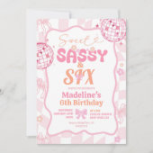 Preppy Roze Bow Sweet Sassy Zes Verjaardag Meisje Kaart (Voorkant)