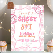 Preppy Roze Bow Sweet Sassy Zes Verjaardag Meisje Kaart