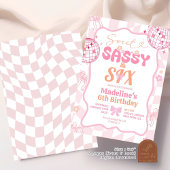 Preppy Roze Bow Sweet Sassy Zes Verjaardag Meisje Kaart