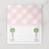 Preppy Roze Bow Topiary Meisje Baby shower Brunch Plaatskaartje (Buitenkant ongevouwen)