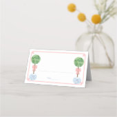 Preppy Roze Bow Topiary Meisje Baby shower Brunch Plaatskaartje (Voorkant)