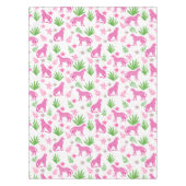 Preppy roze cheetah witte bloemige achtergrond tafelkleed (Voorkant)