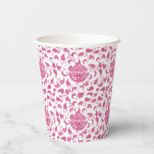 Preppy Roze Chinoiserie Bruiloftsfeest Papieren Bekers (Achterkant)