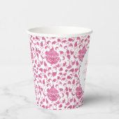 Preppy Roze Chinoiserie Bruiloftsfeest Papieren Bekers (Rechts)