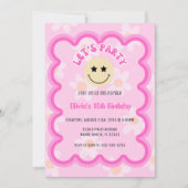 Preppy Roze Daisy Y2K Gelukkig Gezicht Partij Verj Kaart (Voorkant)