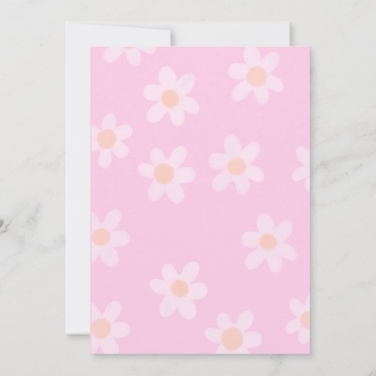 Preppy Roze Daisy Y2K Gelukkig Gezicht Partij Verj Kaart (Achterkant)