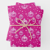 Preppy Roze Disco Kerst inpakpapier (In situ)