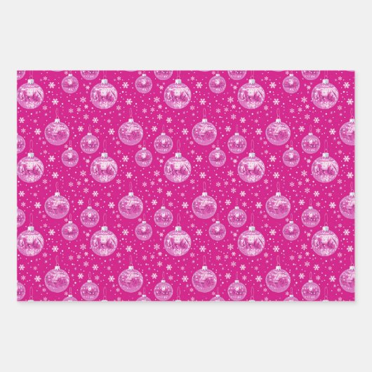 Preppy Roze Disco Kerst inpakpapier (Voorkant)
