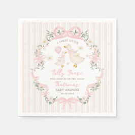 Preppy Roze Dwaas Ganzenboog Bloemen Baby Shower Servet